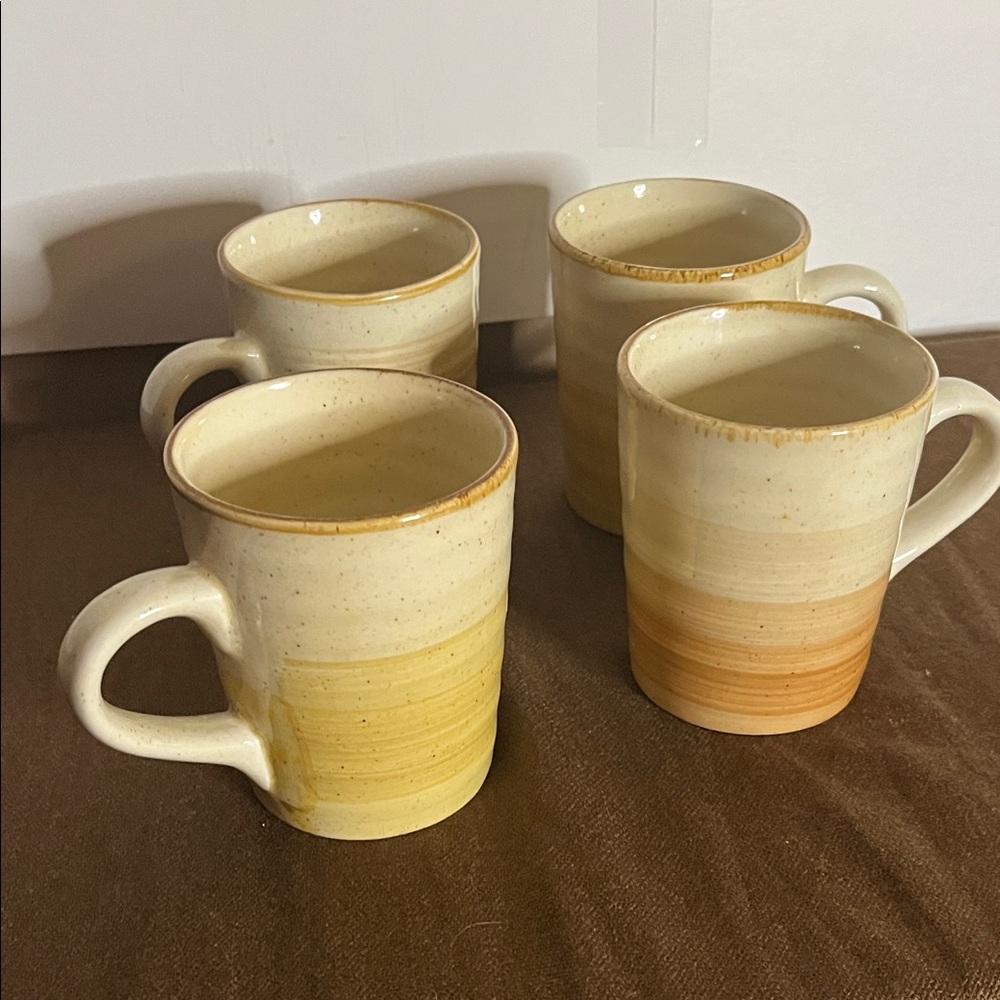 😄Gibson Mug Cup Pottery Sponge Speckled Painted Glazed set of 4